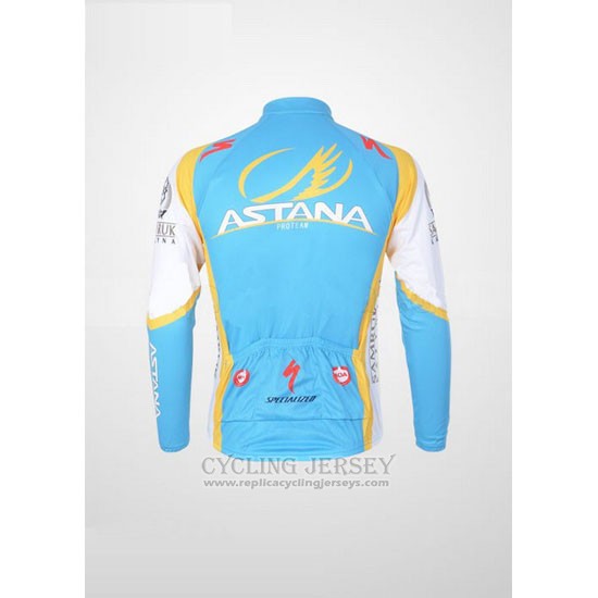 2012 Cycling Jersey Astana Light Blue and Black Long Sleeve and Bib Tight